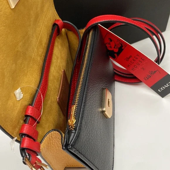 Coach Disney Mickey Mouse X Keith Haring Mini Brynn Crossbody Leather Purse Bag - Picture 4 of 8